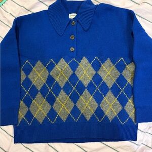 Damson Madder Blue Argyle Sweater